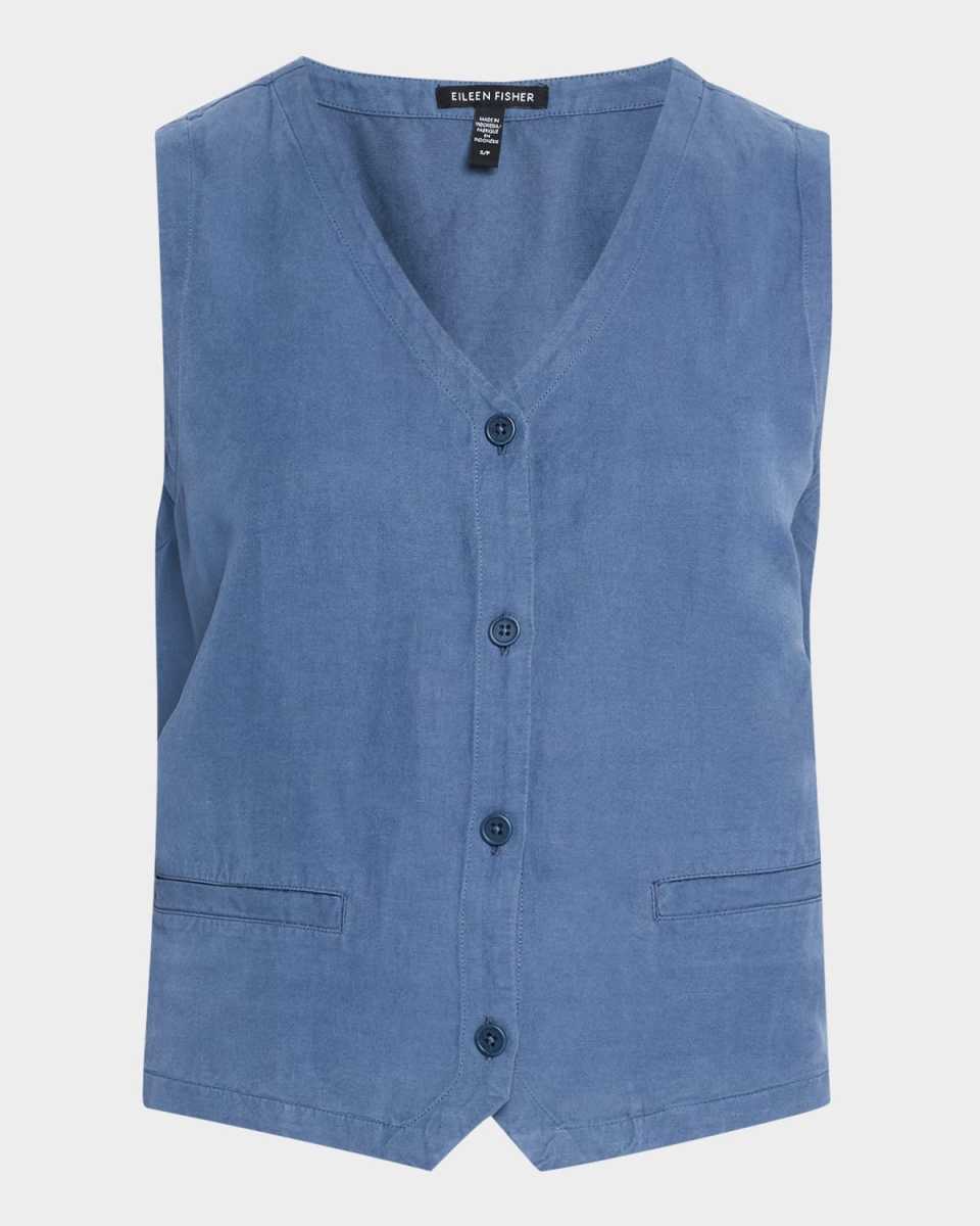 Linen-Silk Twill Vest